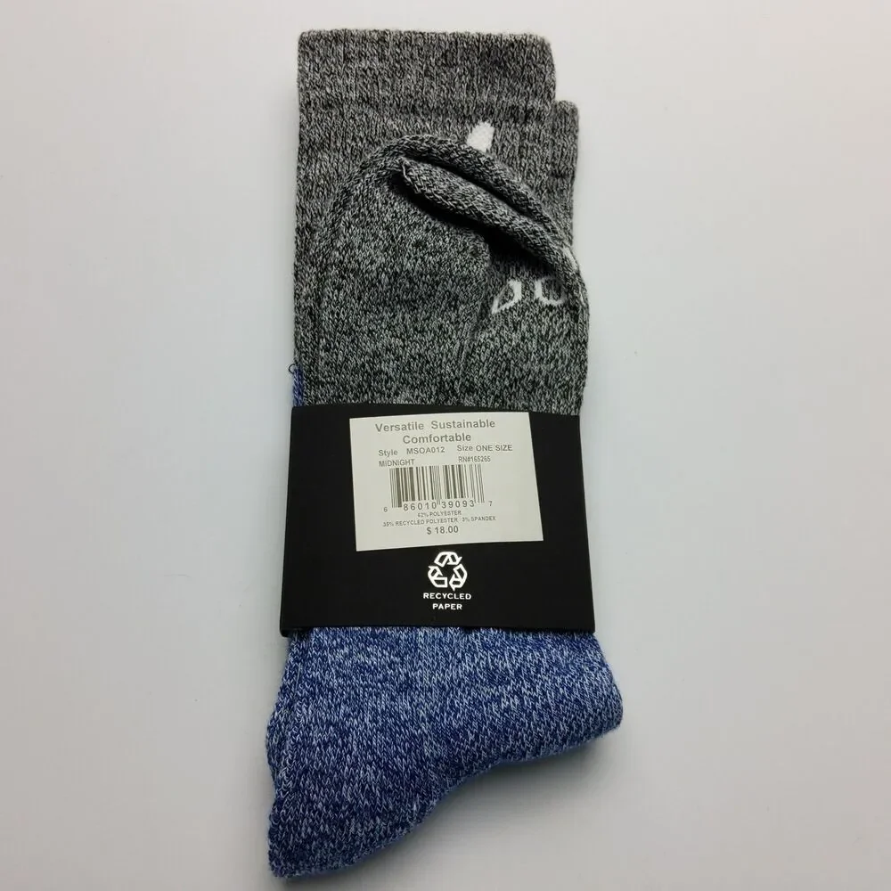 Troop Unisex Crew Socks ~ Repreve Midnight Blue Gray ~ Sustainable ~ One Size